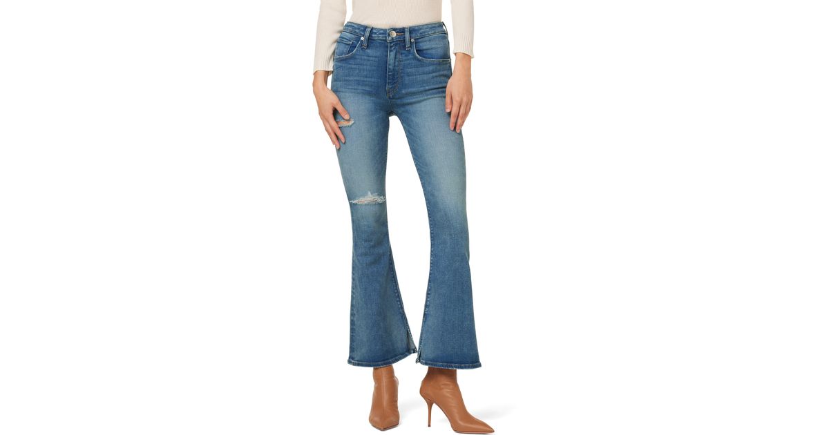 Hudson Jeans Holly High Waist Ripped Flare Jeans In Coral At Nordstrom Rack  in Blue