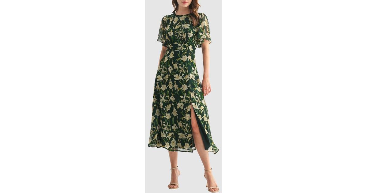 white christmas dresses Azure Flowy Chiffon Front Twist Maxi Dress main image 1