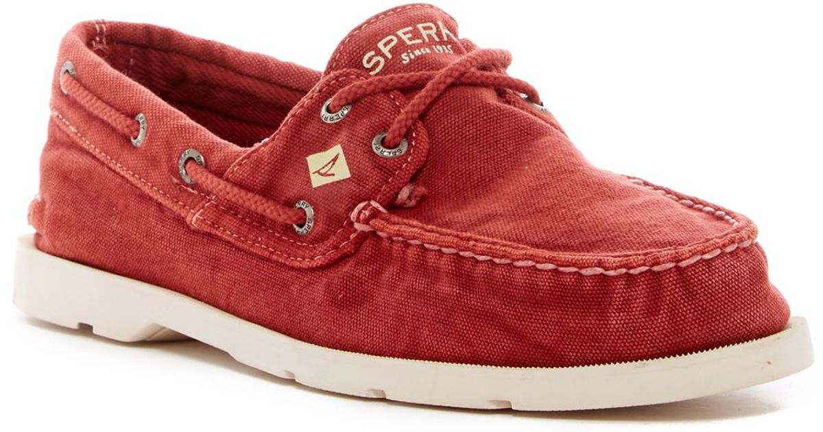 Lyst Sperry TopSider Leeward Washed Canvas Boat Shoe in Red for Men