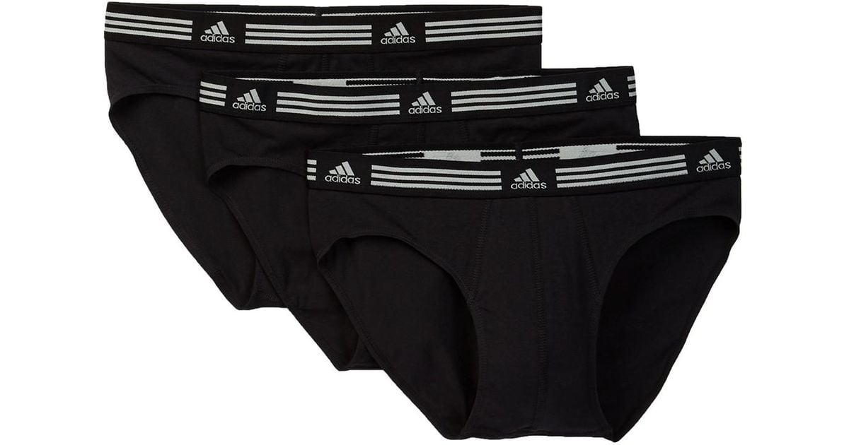 adidas Cotton Athletic Stretch Sport Briefs Pack Of 3 in Black for