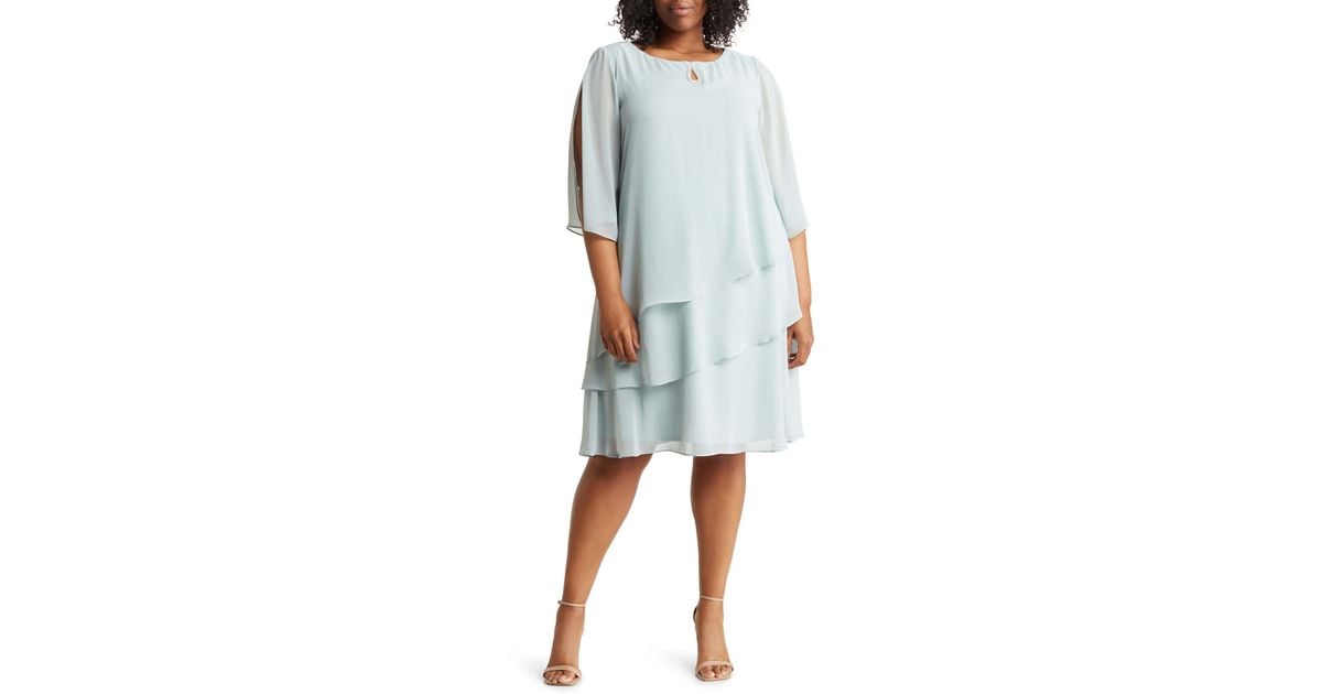 Marina tiered chiffon flutter sleeve cheap dress