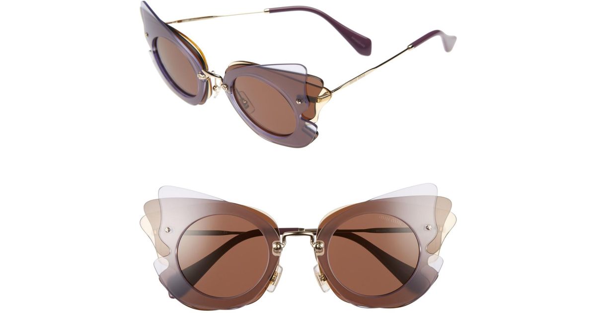 Download Miu Miu 63mm Layered Butterfly Sunglasses In Brown Lyst