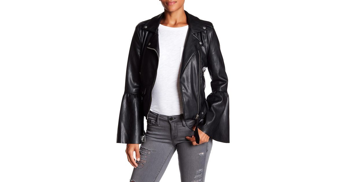 Bale Bell Sleeve Faux Leather Jacket In Black Lyst