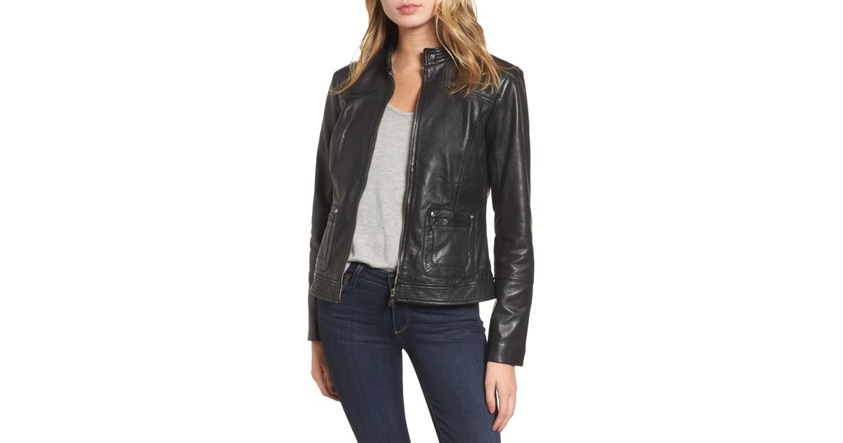 Bernardo Leather Moto Jacket In Black Lyst Bernardo Leather Moto Jacket In Black