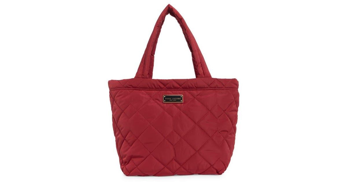 Marc Jacobs Medium Quilted Nylon Tote in Red | Lyst