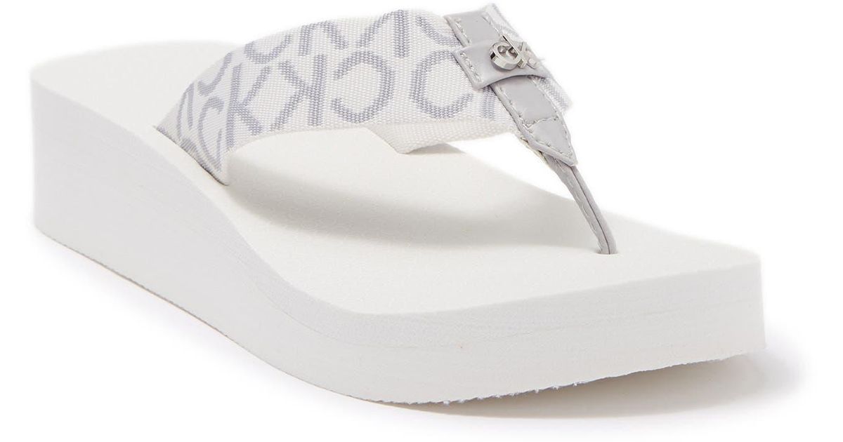 Calvin Klein Meena Wedge Flip Flop Sandal in White Lyst