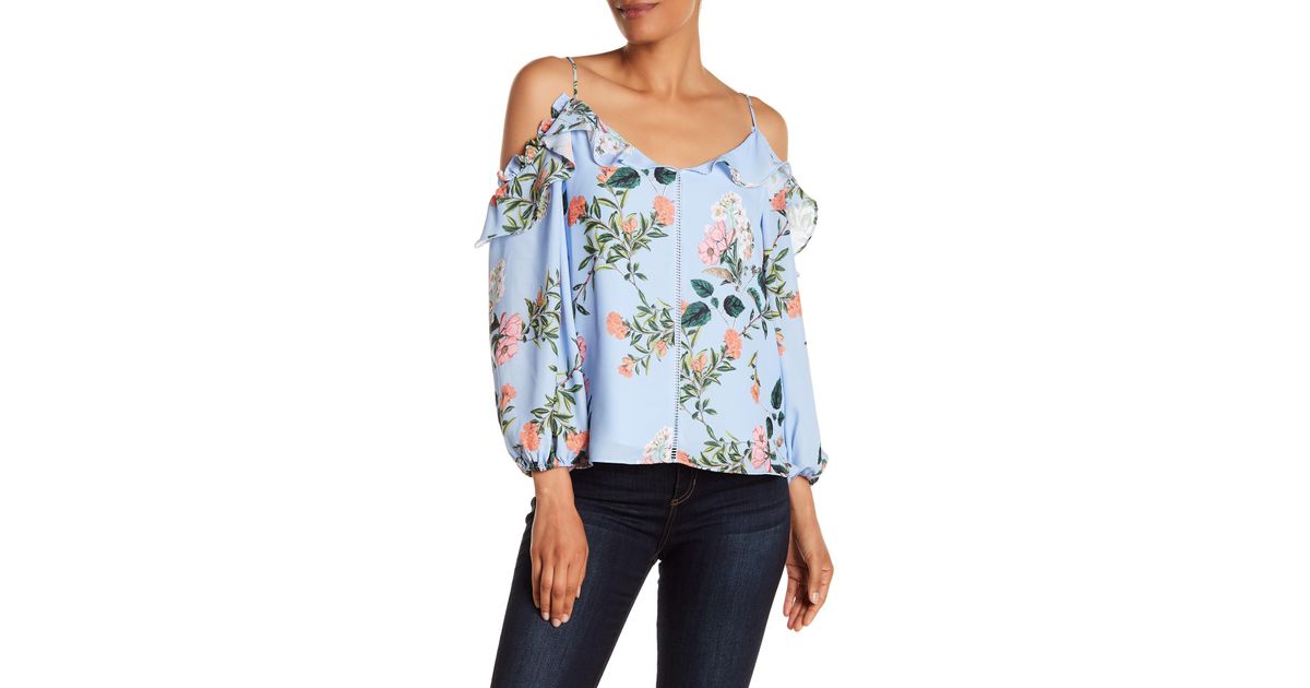parker cold shoulder ruffle blouse
