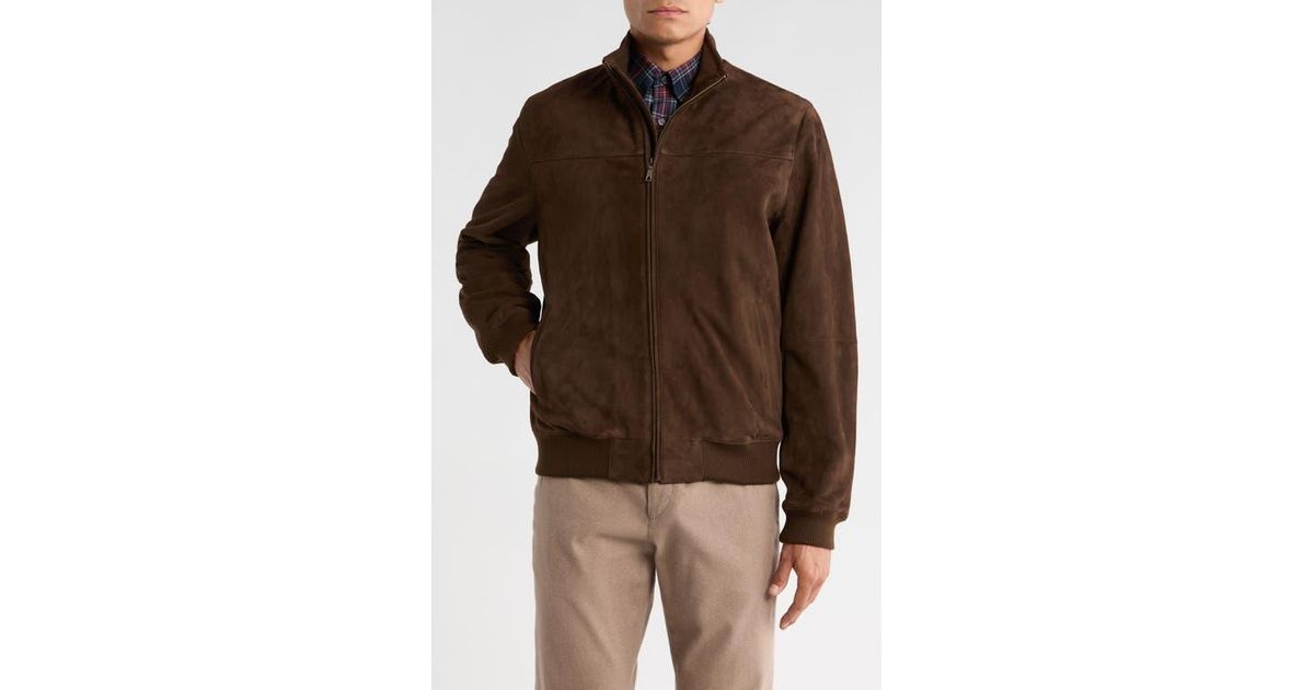 Brooks Brothers Suede Zip Up Jacket in Brown for Men | Lyst