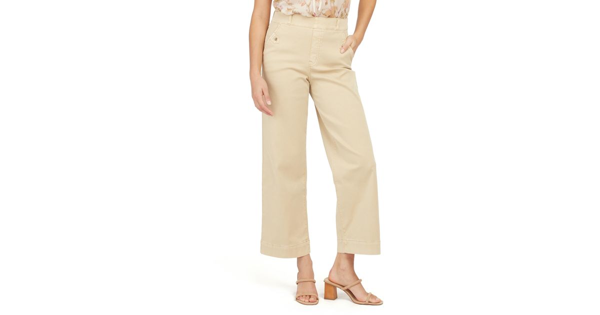 Spanx Stretch Twill Wide Leg Crop Pants In Almond At Nordstrom