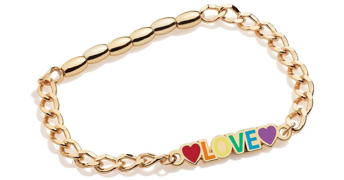 ALEX AND ANI Color Infusion Love Stretch Bracelet In Shiny Gold At