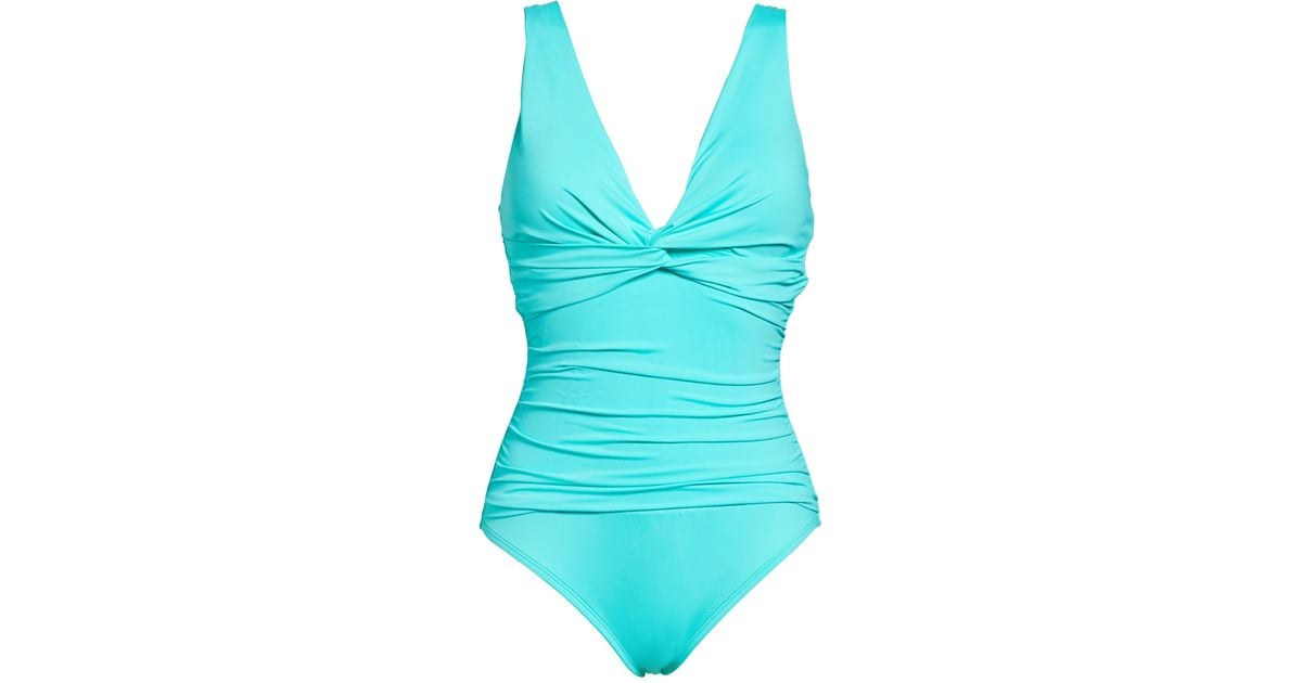 La Blanca Island Goddess Twist Mio Onepiece Swimsuit In Aquamarine At