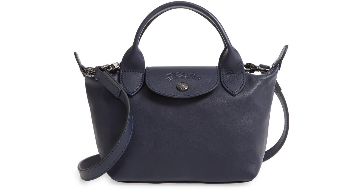  Longchamp 'Medium Cuir Leather Top Handle Tote Shoulder Bag,  Navy : Clothing, Shoes & Jewelry