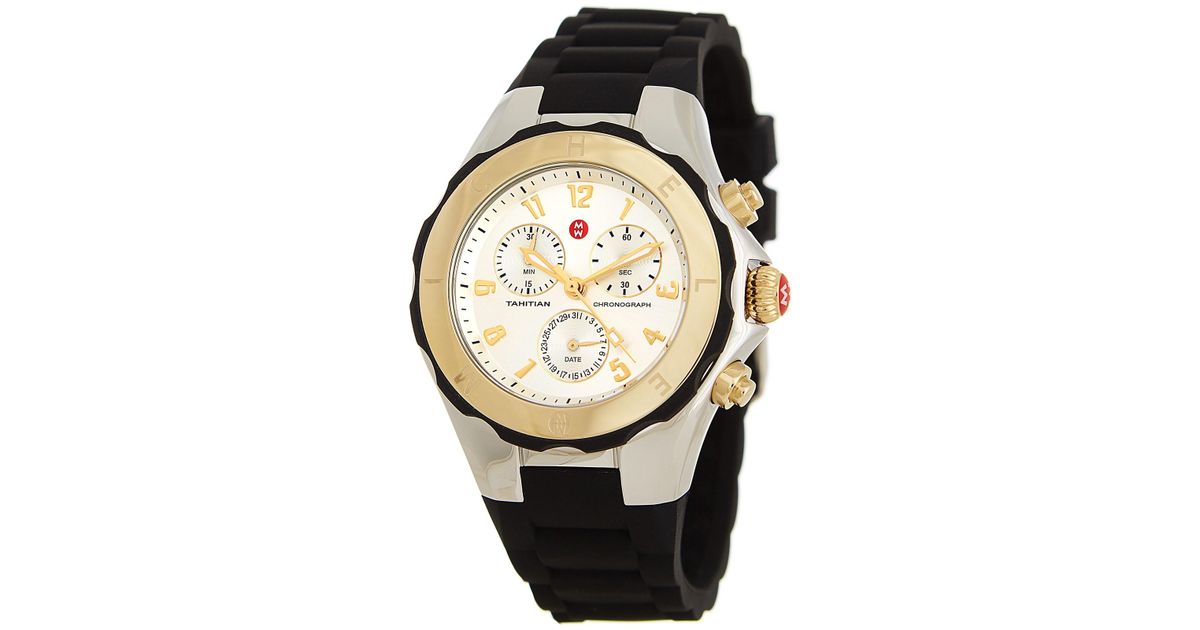 michele tahitian jelly bean watch black and gold