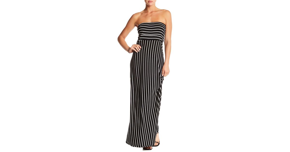 west kei strapless stripe maxi dress