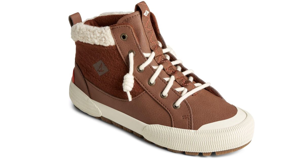 Sperry Top-Sider Pier Wave Wool Cuff High Top Sneaker In Tan At Nordstrom Rack in Brown | Lyst