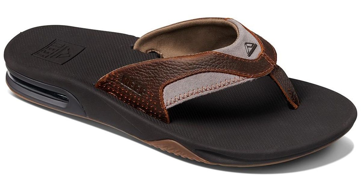 Reef Leather Fanning Flip Flop in Brown for Men - Lyst