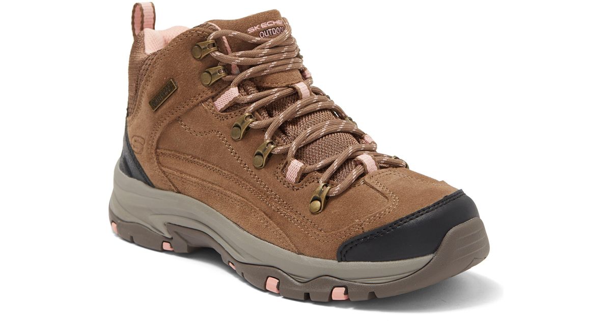 Skechers Trego Alpine Trail Waterproof Hiking Boot In Brown At