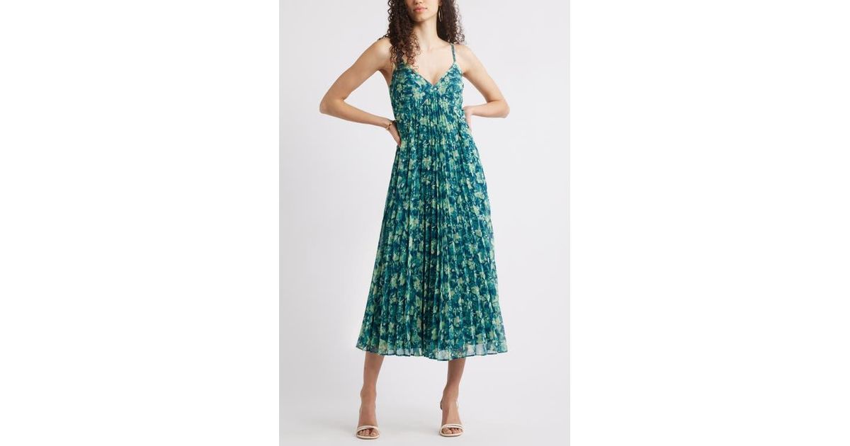 open lace back dress Floralis Blue Charlie Pleat Midi Dress main image 0