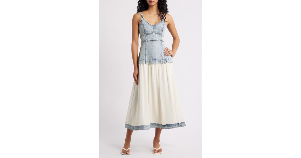 dark denim strapless dress PROMESA Women's Dreamy & Driven Mini in Blue * Model is 5`8 Contrast Adjustable Strap Denim 12053588-Q55 Women's US Size:8.5