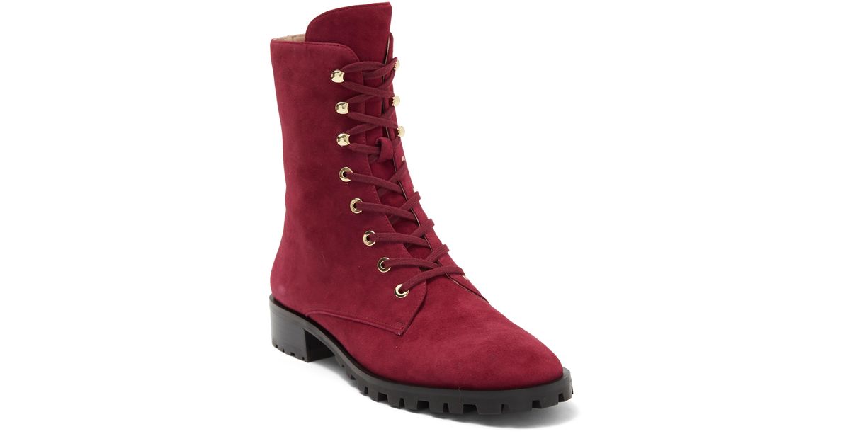 Stuart Weitzman Norrie Lace-up Boot In Cranberry At Nordstrom Rack in Red |  Lyst