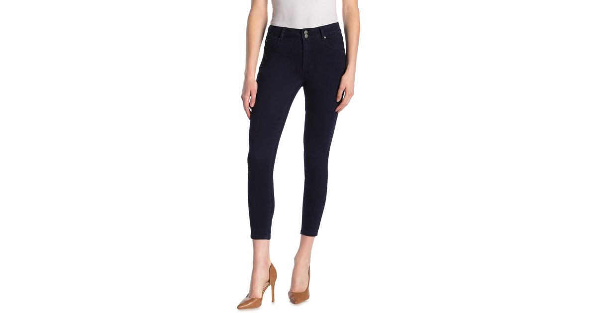 Tahari Comfort Luxe Double Button Skinny Jeans in Blue | Lyst