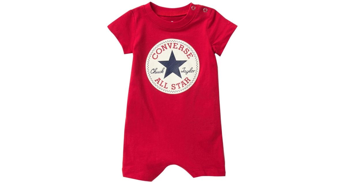 Converse Cotton Chuck Patch Romper (baby Boys) in Red - Lyst