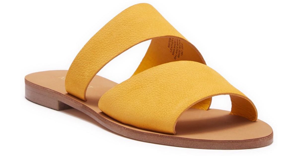 nine west em down leather slide sandal