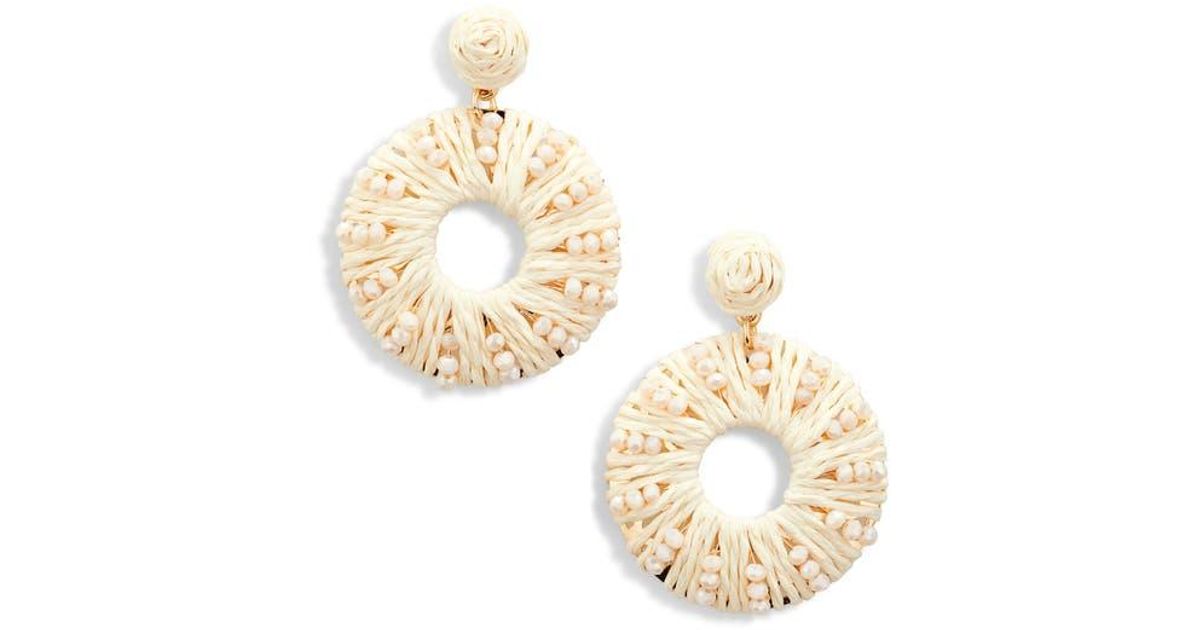 RUOFFETA Raffia Butterfly Drop Earrings - Handmade Straw Dangle Earrings For Summer & Beach