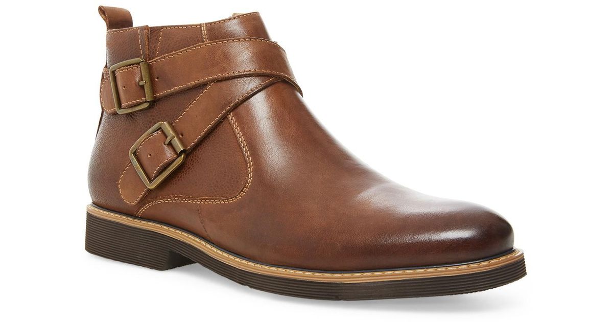 steve madden leather yens buckle boot