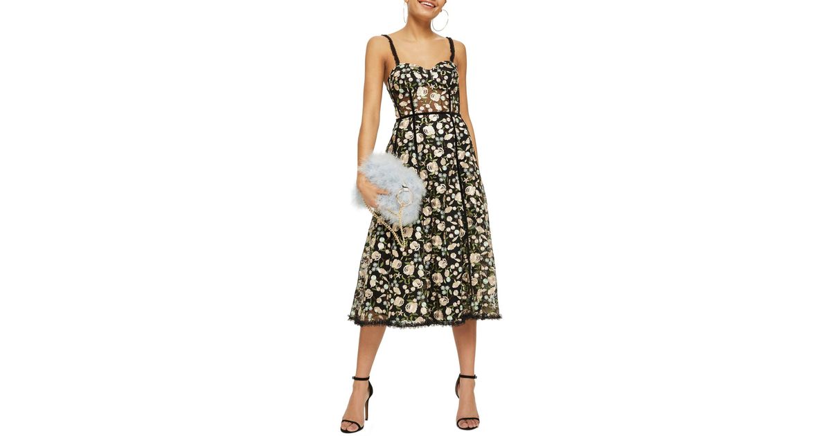 topshop black floral dress