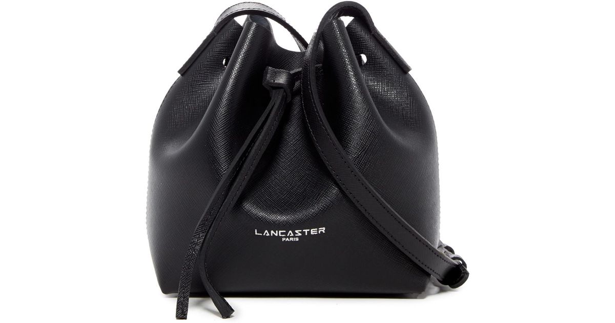 Lancaster Paris Black Pur Saffiano Leather Mini Bucket Bag