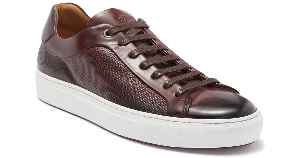 BOSS by Hugo Boss Mirage Leather Tennis Shoe in dk rd (Brown) for Men ...