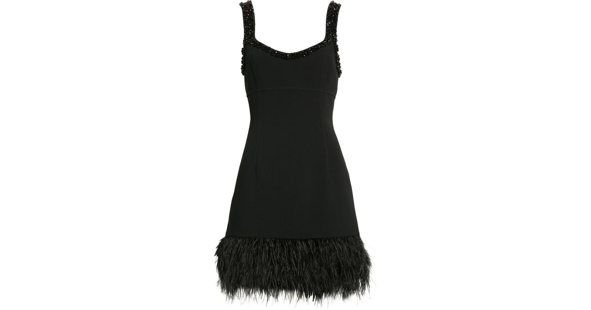 Cinq Sept Stellah Bead Feather Trim Cocktail Minidress In