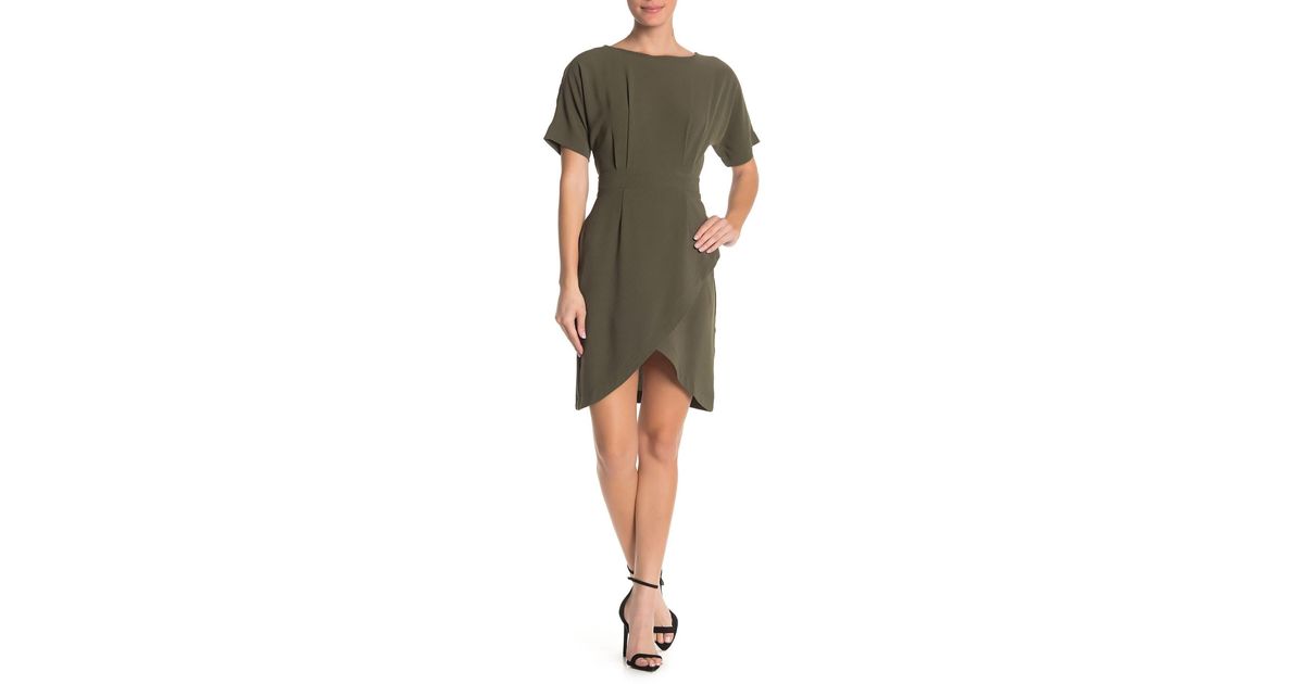 bobeau solid dolman sleeve faux wrap dress