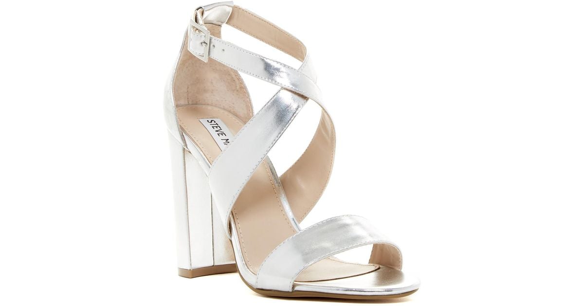 steve madden silver block heel