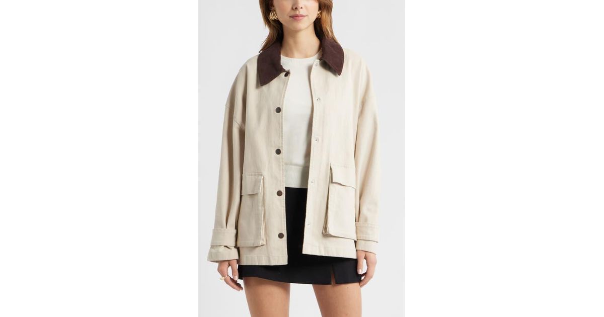 Nataral Rak Open Edit Canvas Barn Jacket in Natural | Lyst