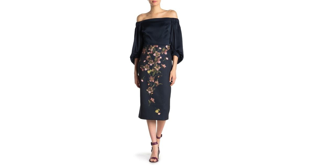 ted baker beaa arboretum off shoulder midi dress
