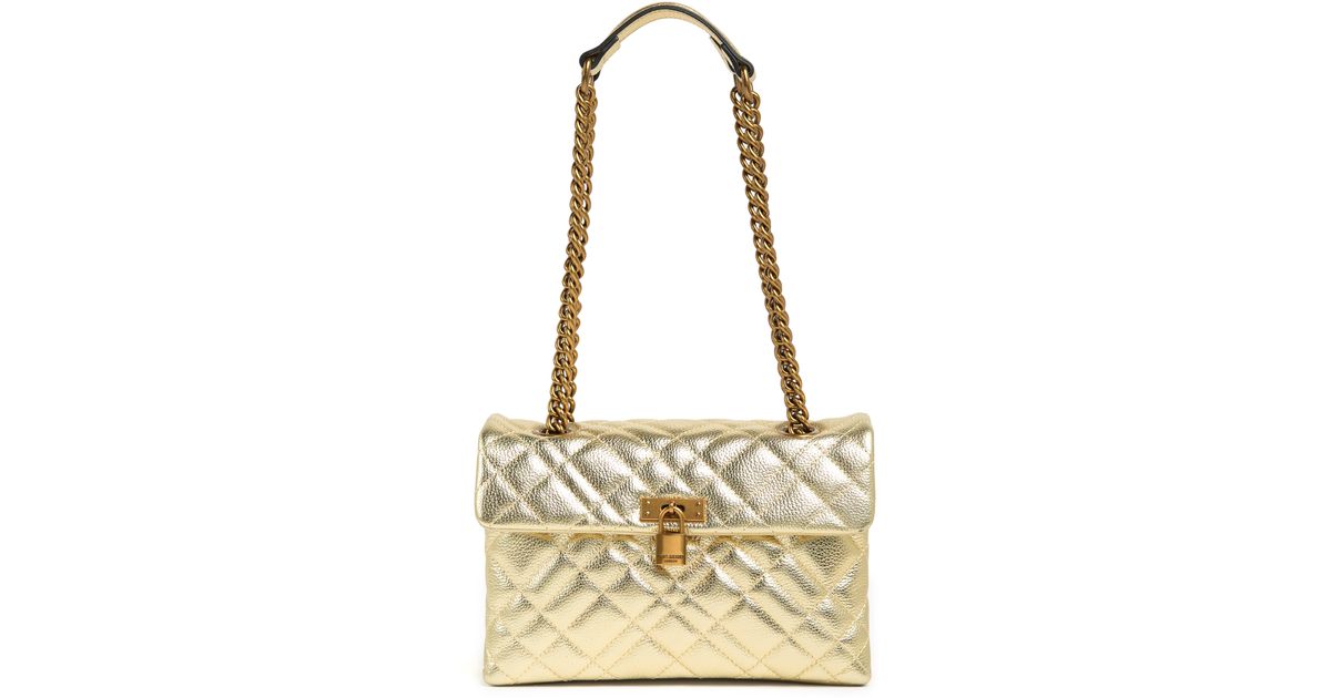 Kurt Geiger Leather Brixton Lock Convertible Shoulder Bag In Gold At Nordstrom Rack in Metallic