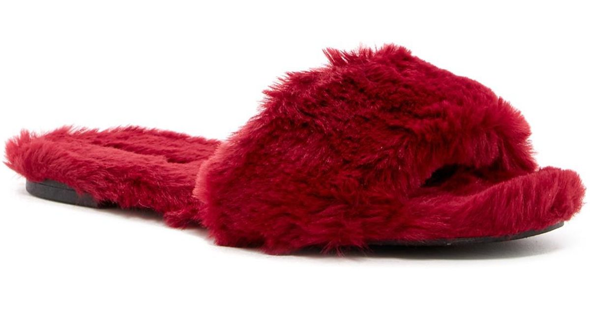 aldo faux fur slides