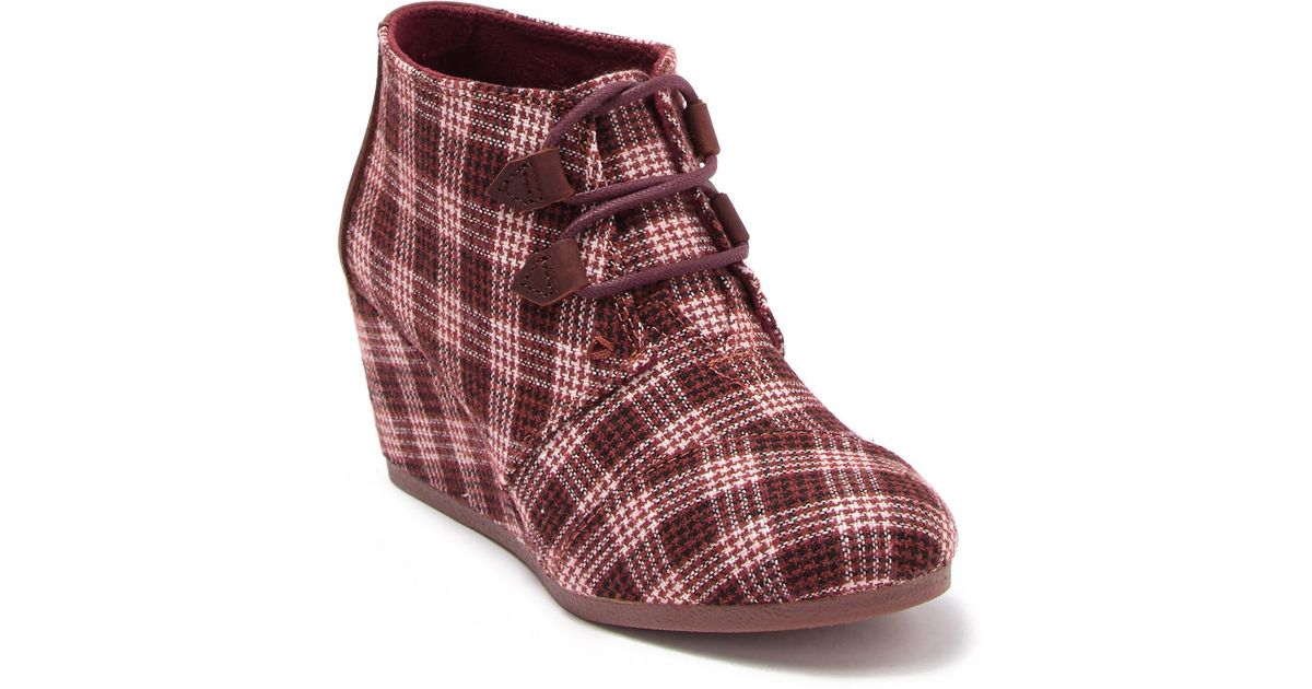 TOMS Kala Plaid Wedge Bootie in Dark 