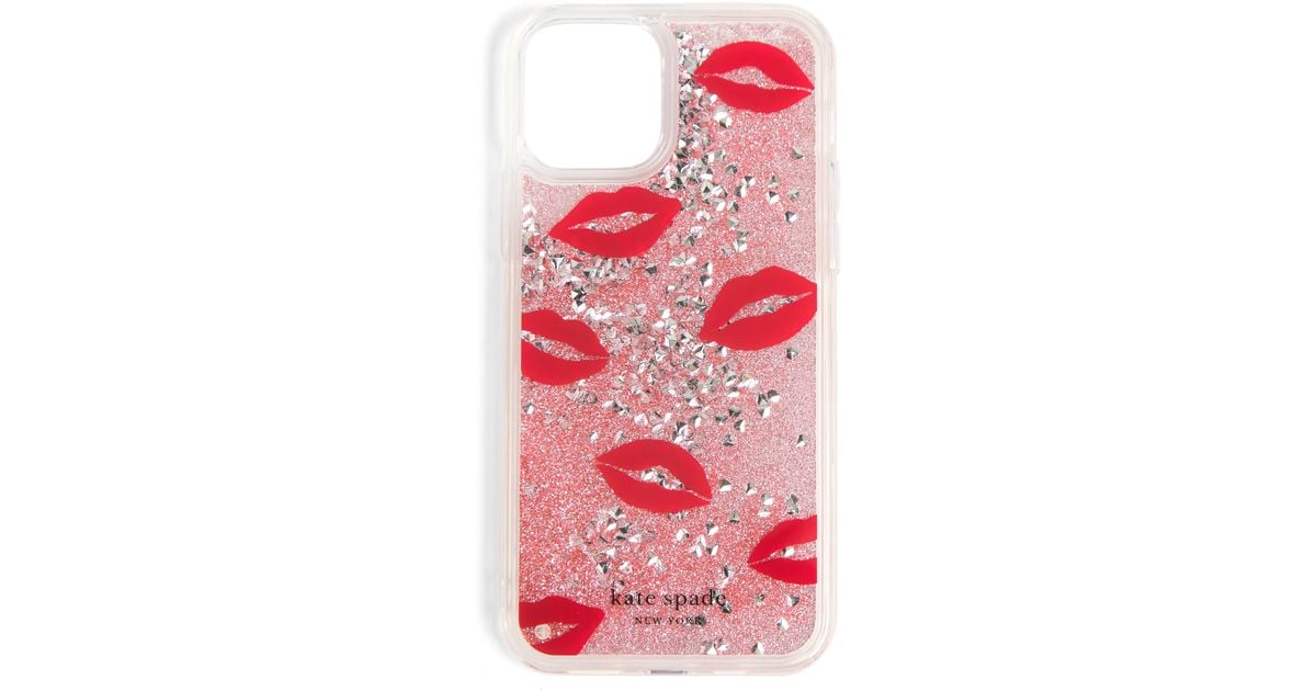 Kate Spade Lips Liquid Glitter Iphone 12 Pro Max Case in Red