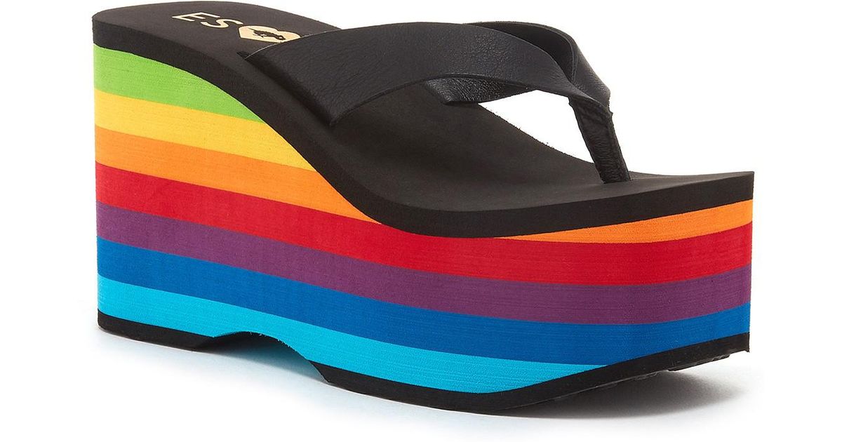rocket dog rainbow platform sandals