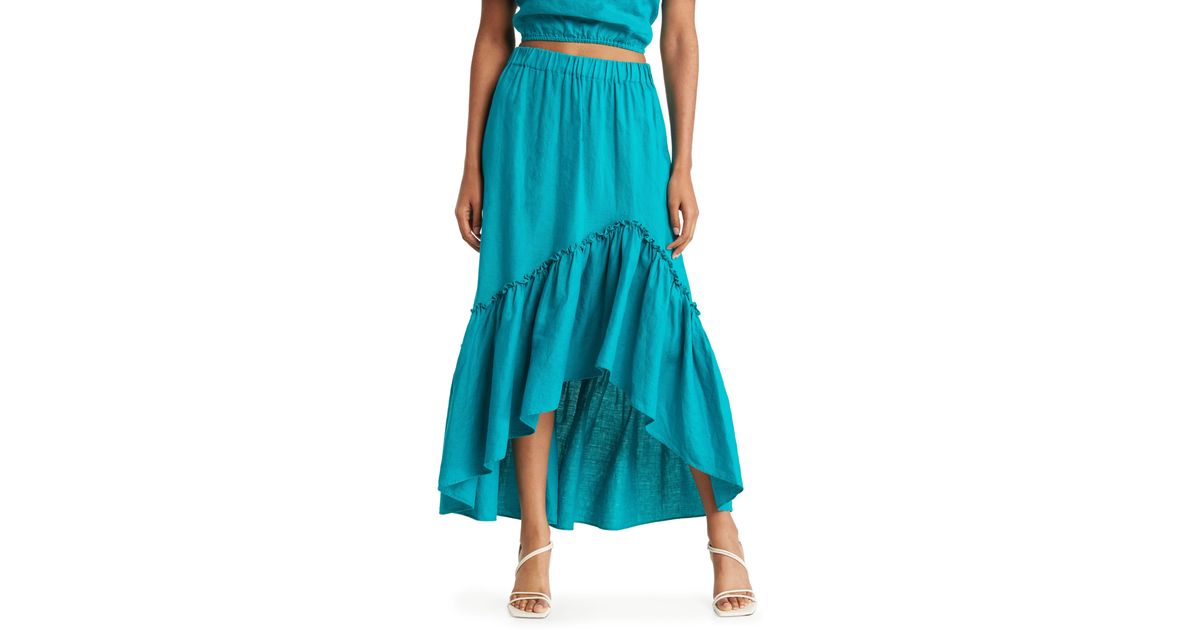 Trina Turk Loosen Up Linen Skirt in Blue | Lyst