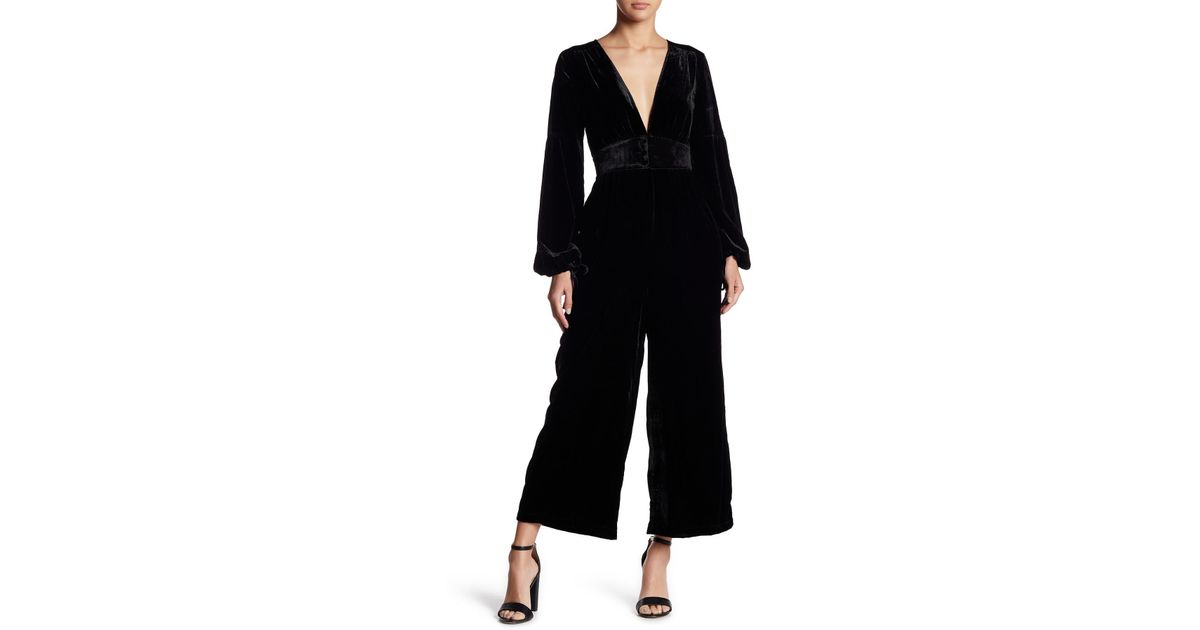 free people black velvet jumpsuit