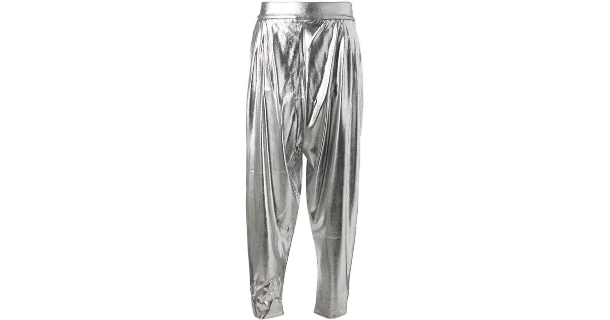 Tom Ford Synthetic Lamé Tapered Trousers Silver | Lyst