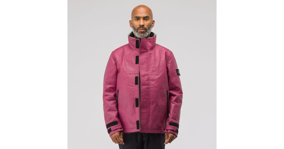 Stone Island 00199 Ice Jacket Bonded Leather In Fuchsia in Purple for Men -  Lyst