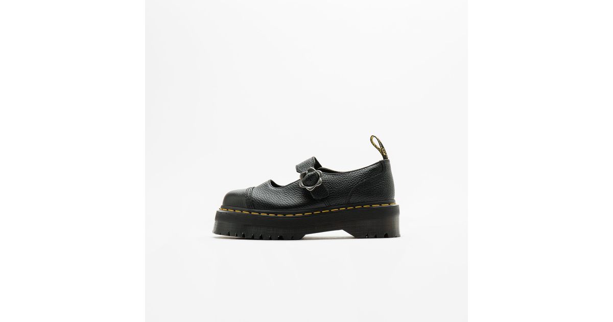 dr martens addina flower buckle leather platform shoe