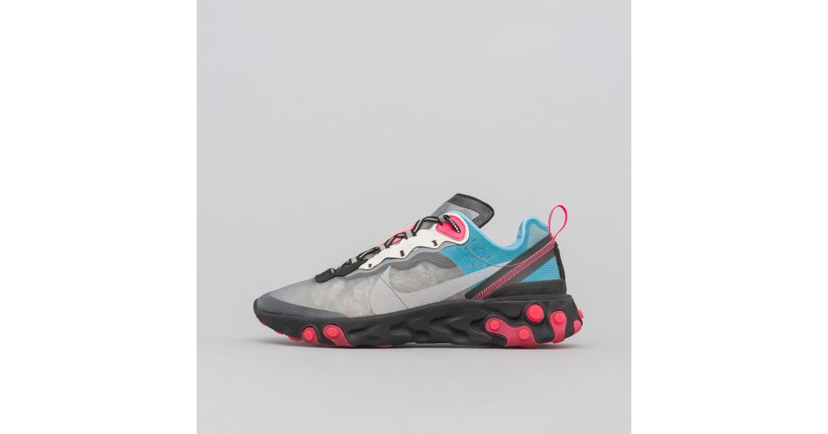 nike react element 87 black cool grey & blue chill
