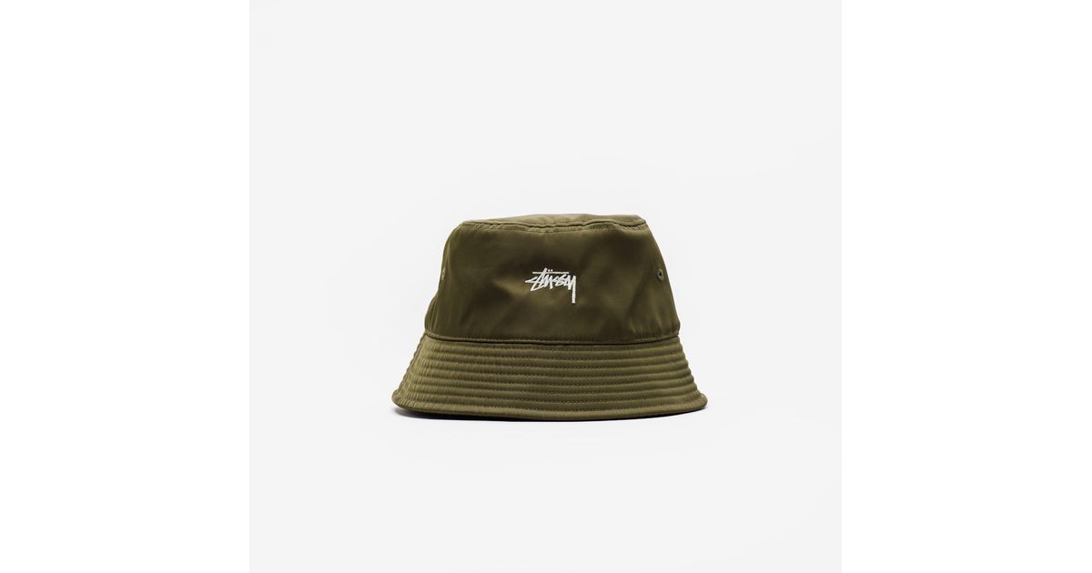 Stussy Satin Nylon Deep Bucket Hat in Olive (Green) for Men | Lyst