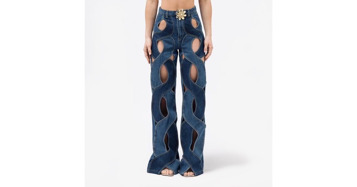 Area Rope Cutout Wide Leg Jean in Blue Lyst